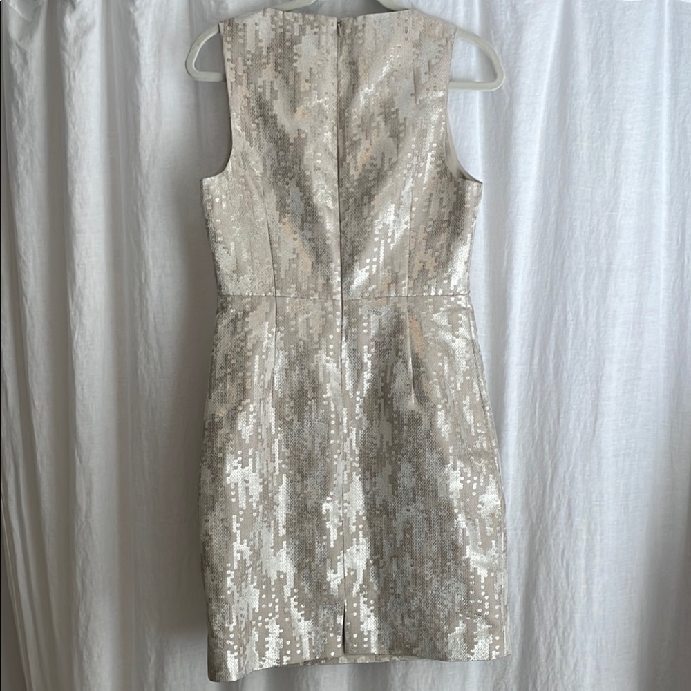 WORN ONCE Trina Turk GORGEOUS Gold Sheath Mini Dress Sleeveless Crew Neck - Picture 7 of 13